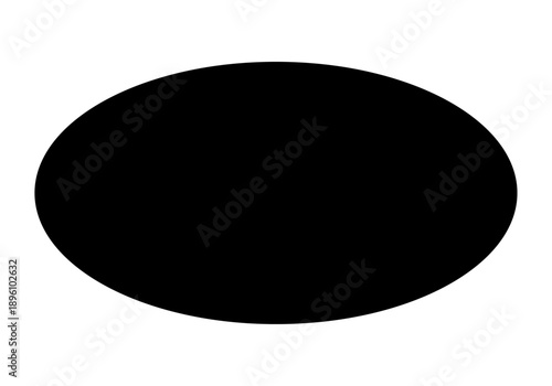 Elipse negra sólida con forma ovalada horizontal 