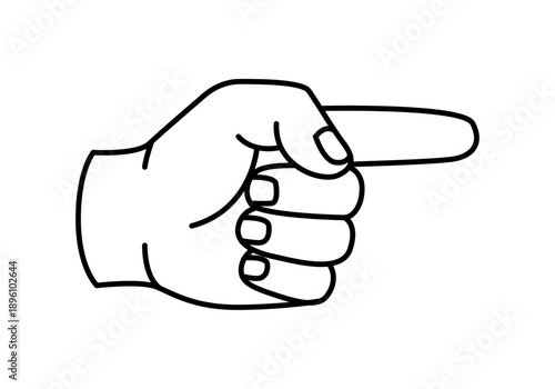 Mano señalando hacia la derecha con el dedo índice en estilo lineal