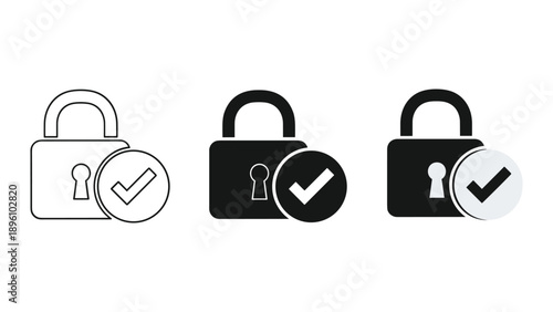 Secure lock icons with checkmark indicating safety and protection