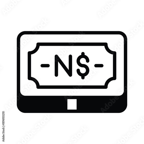 Easy to edit glyph icon showing namibian dollar currency