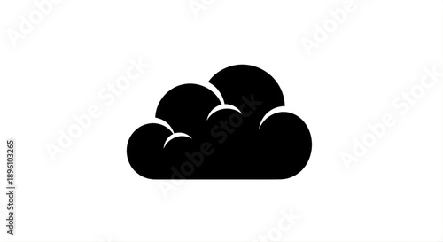 Black cloud silhouette illustration representing weather or data storage concept on white background