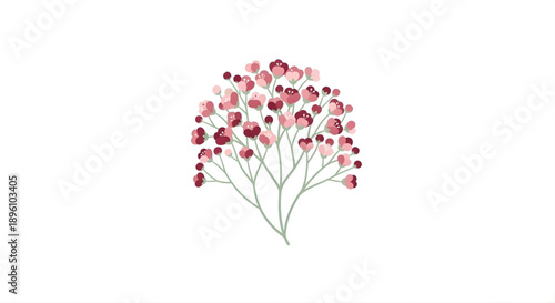 A charming illustration featuring a delicate cluster of small pink and red floral blossoms, embodying natural grace and beauty for elegant design projects