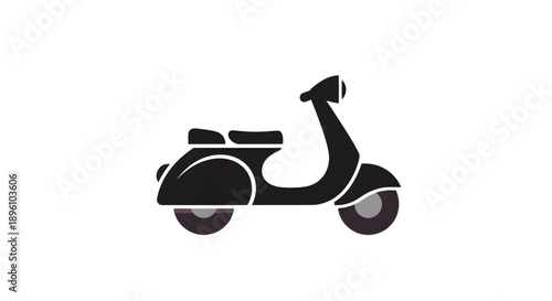 Classic retro scooter icon illustration for transportation and travel related concepts