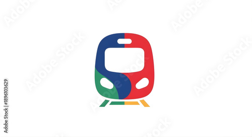 Dynamic and vibrant multi-colored train icon, symbolizing efficient public transit, global connectivity, and sustainable rail travel for modern urban and intercity transportation systems