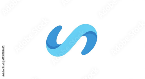 Dynamic blue abstract S-shaped graphic with a smooth gradient, symbolizing continuous flow, connection, and harmonious integration in a modern design concept