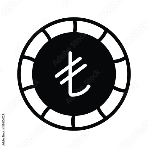 A captivating glyph icon showing turkish lira currency concept