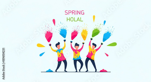 Vibrant people throwing colorful powders celebrating hola holi or spring festival joyful lively scene