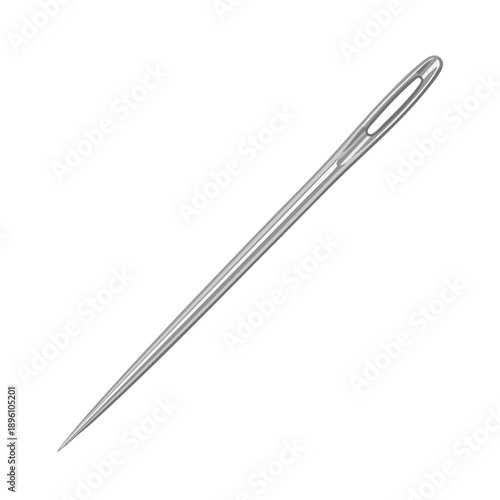 Sewing Needle on White Background