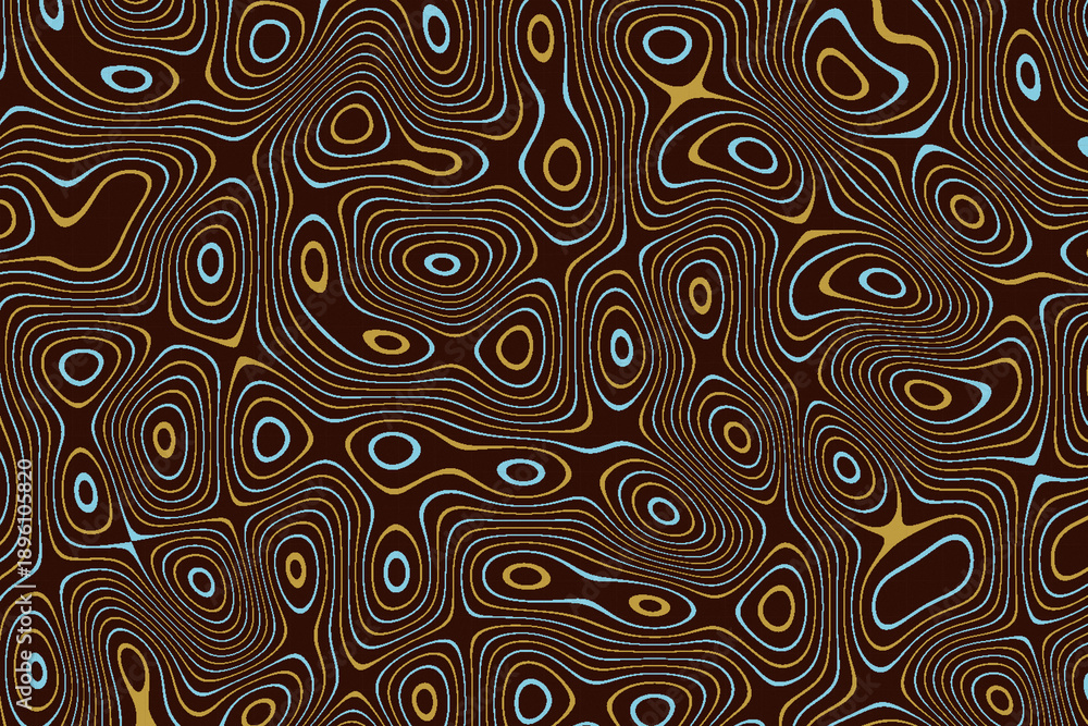 Obraz premium Abstract Brown Topographic Lines, Wavy Contour Texture, Modern Liquid Pattern, Creative Map Wallpaper, Organic Shapes Design, Earth Tone Backdrop
