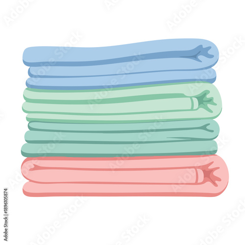 Stack of folded towels in pastel colors
