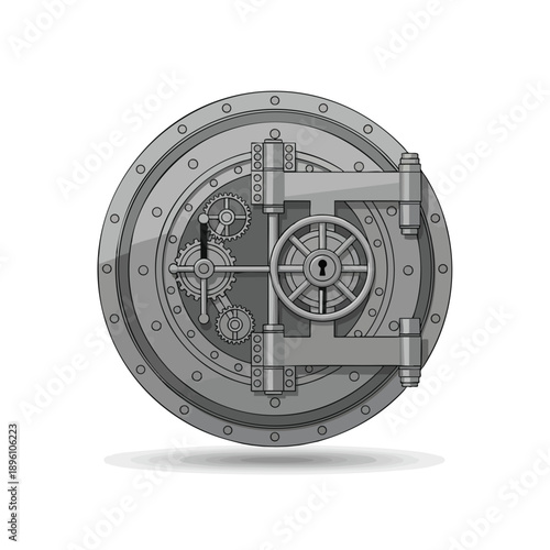 Secure Bank Vault Door Illustration