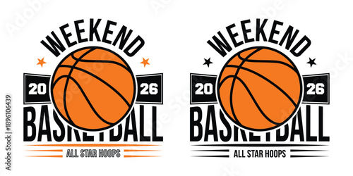 All Star Hoops 2026 Basketball Weekend two Graphic with Vintage Typography and Stars