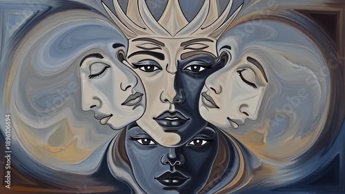 Abstract faces in a painting.