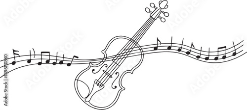 Music Icon Set – Featuring Violin, Musical Notes, Melody, Classical Sound & Art Icons | Perfect Vector Icon Collection