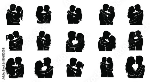 Couple embracing silhouette collection