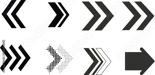 Collection of modern arrow icons and graphic design elements for directional cues and navigation