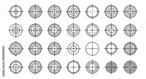 Collection of various target and crosshair designs for aiming and precision.