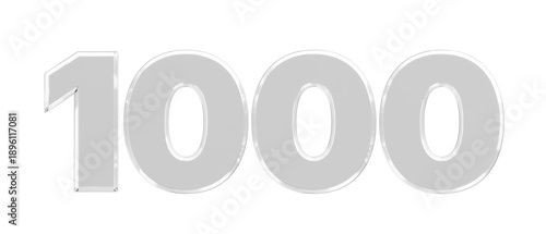 Glass Number 1 000, Transparent Background, 3D Milestone Counter