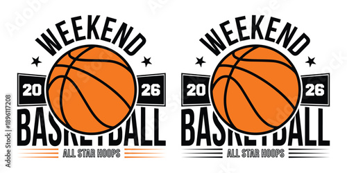 All Star Hoops 2026 Basketball Weekend Graphics with Ball and Stars