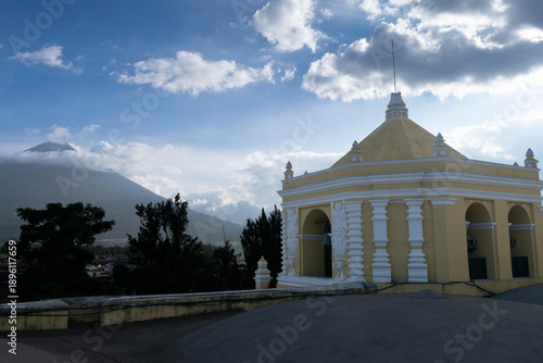 Spanish colonial baroque facade of Convento de La Merced captured in bright daylight