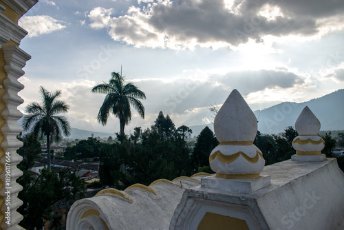 Travel-worthy view of the vibrant La Merced church facade in Guatemala