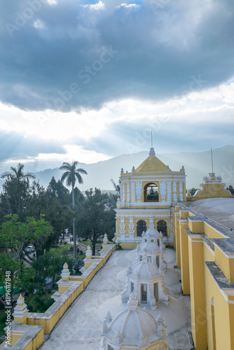 Famous yellow church of La Merced standing as one of Antigua’s most recognizable landmarks