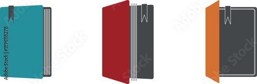 School and student books, study and education. Library of books with bookmarks
