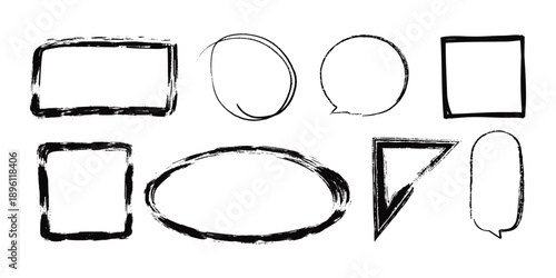 crayon drawn text box collection. Hand drawn crayon text box set featuring rectangular and rounded shapes with sketch texture.