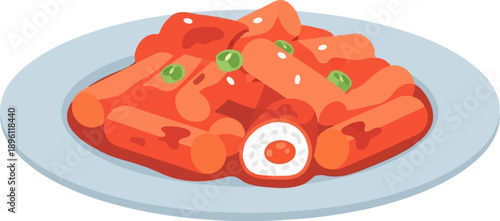 Deliciously plated red rice cakes with green scallions and a cross-section detail