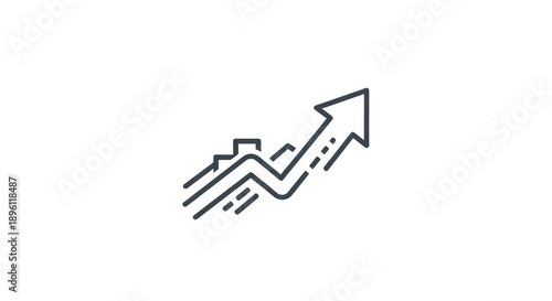 Upward Trend Graph Icon: Business Growth, Financial Success, and Stock Market Increase