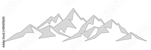 Geometric silhouette mountain range isolated on white background, vector design
