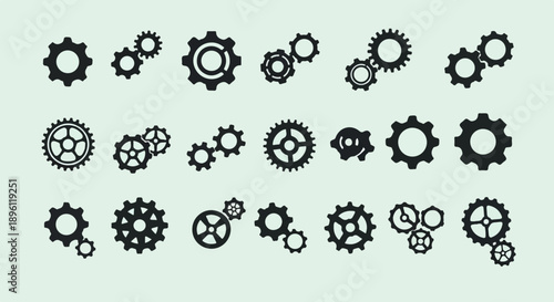 Diverse collection of mechanical gears in various sizes and arrangements