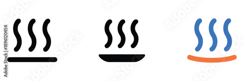 Heat icon on white background representing hot temperature, evaporation flow, oven and heater symbols, colored flat design, energy and warmth concepts