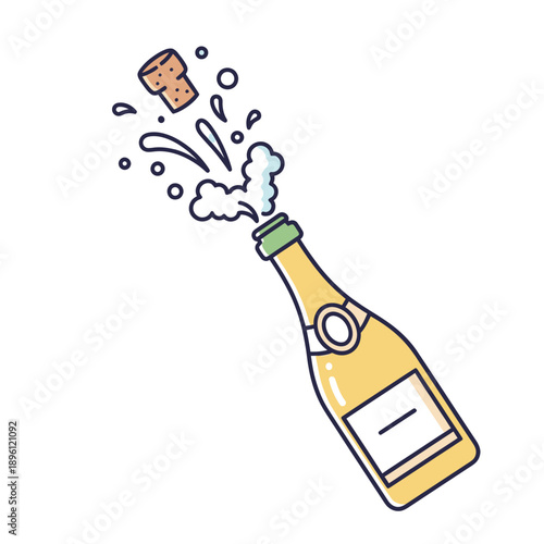 Champagne Bottle Popping Cork Celebration Splash