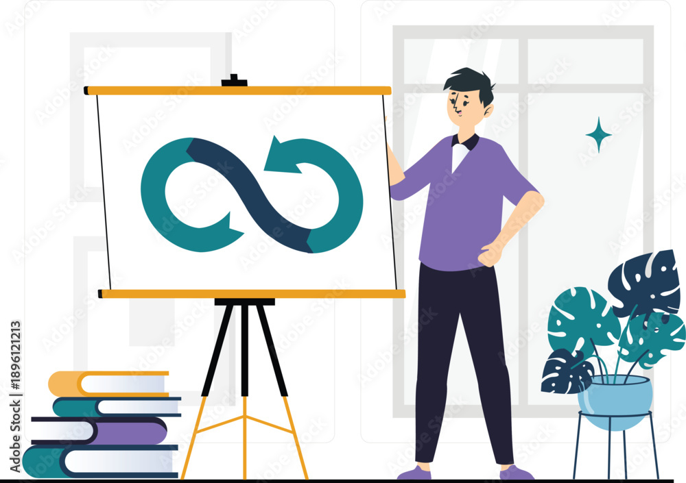 Fototapeta premium Flat DevOps Lifecycle Illustrations for Software Development and Engineering