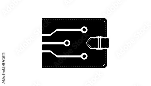 Digital wallet symbol, black isolated silhouette