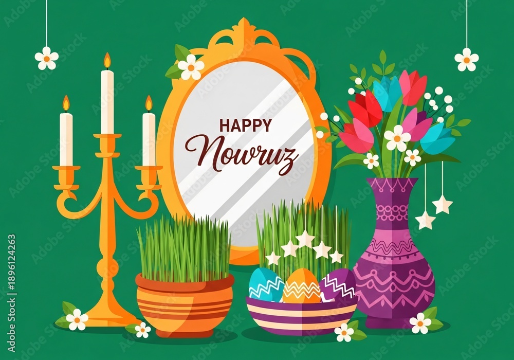 Naklejka premium Celebrating nowruz with traditional decorations
