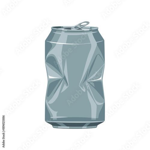 Crushed Aluminum Soda Can Isolated on White Background