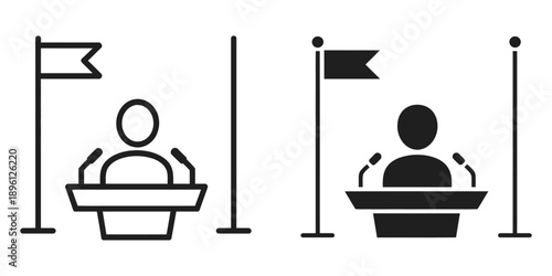 Mayor icon vector illustration featuring stroke and fill styles, representing political leadership, municipal authority