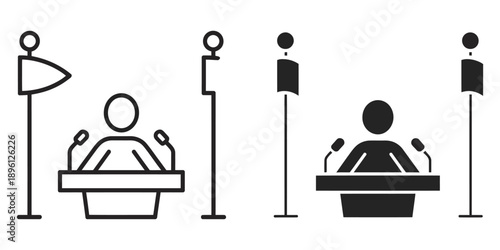 Mayor icon in vector style with stroke and fill, illustrating government leadership, municipal management