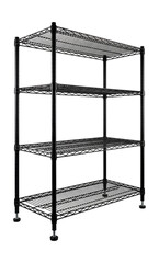 Mesh metal shelf with a rust-resistant finish.