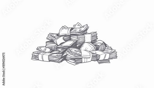 Pile of Money, Financial Context, Illustration Viewpoint, Wealth Concept