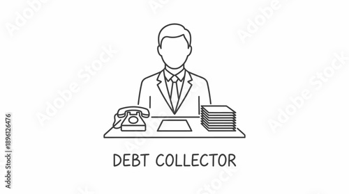 Debt Collection Action, Financial Subject, Office Location, Illustration Content, Professional Environment, Front View, Business Concept