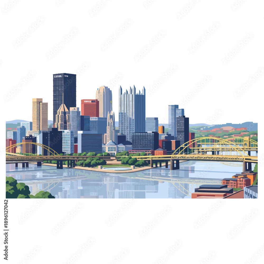 Fototapeta premium Pittsburgh Skyline with Bridges and River