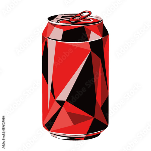 Red Soda Can with Geometric Pattern
