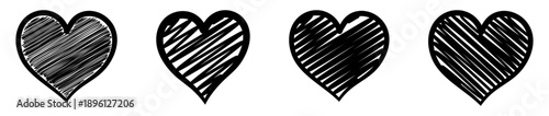 Hand Drawn Scribble Heart Set for Love, Romantic Notification and Valentine’s Day Design