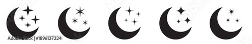 Half Moon and Star Icons Collection