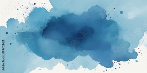 An abstract blue watercolor background with a vintage paper texture evokes a bright sky and calm sea, blending light clouds and icy winter tones into a serene nature-inspired atmosphere