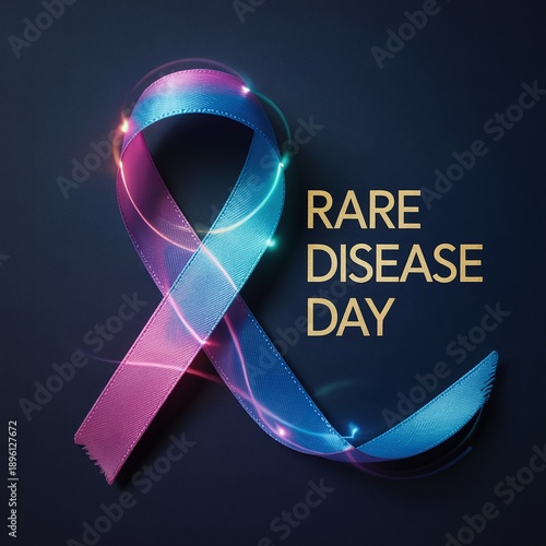 Wallpaper Mural Rare Disease Day medical awareness ribbon with glowing neon lights for healthcare research advocacy and patient support campaign marketing Torontodigital.ca