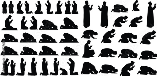 Collection of praying figures in black a striking silhouette high quality